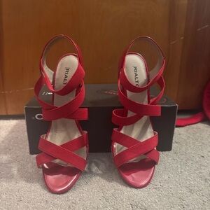 Rialto Red Strappy Crisscross Slingback Heels